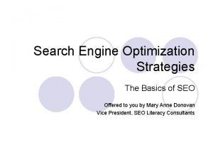Search Engine Optimization Strategies The Basics of SEO