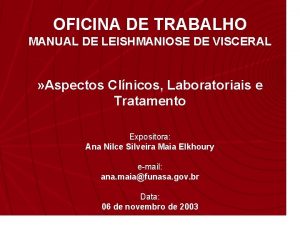 OFICINA DE TRABALHO MANUAL DE LEISHMANIOSE DE VISCERAL