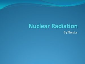 Nuclear Radiation S 3 Physics What is Nuclear