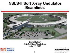 NSLSII Soft Xray Undulator Beamlines Steve Hulbert NSLSII