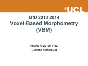 Mf D 2013 2014 VoxelBased Morphometry VBM Andrea