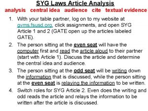 SYG Laws Article Analysis analysis central idea audience