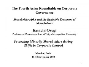 The Fourth Asian Roundtable on Corporate Governance Shareholder