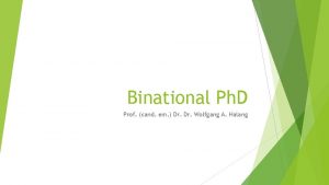 Binational Ph D Prof cand em Dr Wolfgang