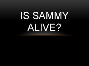 IS SAMMY ALIVE Sammy was a normal healthy