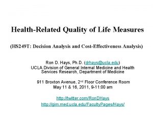 HealthRelated Quality of Life Measures HS 249 T