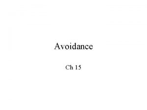Avoidance Ch 15 Avoidance Contingency Before Behavior After
