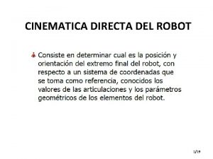 CINEMATICA DIRECTA DEL ROBOT 119 219 ALGORITMO DENAVITH