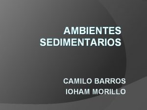 AMBIENTES SEDIMENTARIOS CAMILO BARROS IOHAM MORILLO AMBIENTES SEDIMENTARIOS