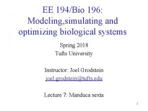 EE 194Bio 196 Modeling simulating and optimizing biological