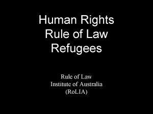 Human Rights Rule of Law Refugees Rule of