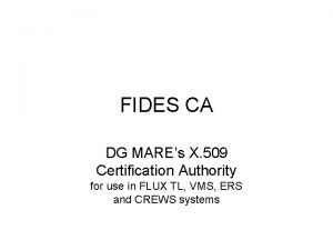 FIDES CA DG MAREs X 509 Certification Authority