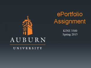 e Portfolio Assignment KINE 3300 Spring 2015 Read