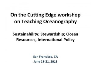 On the Cutting Edge workshop on Teaching Oceanography