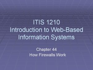 ITIS 1210 Introduction to WebBased Information Systems Chapter