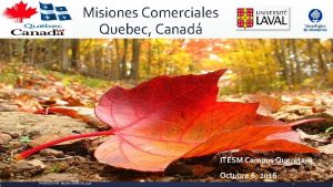 Misiones Comerciales Quebec Canad PROPUESTA PM MISIN COMERCIAL