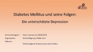 Diabetes Mellitus und seine Folgen Die unterschtzte Depression