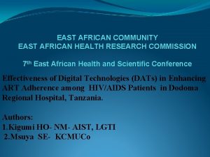 EAST AFRICAN COMMUNITY EAST AFRICAN HEALTH RESEARCH COMMISSION