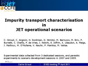 Impurity transport characterisation in JET operational scenarios C