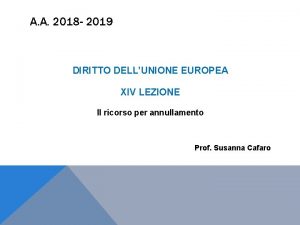 A A 2018 2019 DIRITTO DELLUNIONE EUROPEA XIV