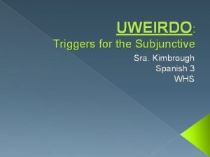 UWEIRDO Triggers for the Subjunctive Sra Kimbrough Spanish