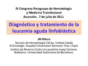 IV Congreso Paraguayo de Hematologia y Medicina Transfusional