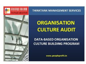 THINKTANK MANAGEMENT SERVICES ORGANISATION CULTURE AUDIT DATABASED ORGANISATION