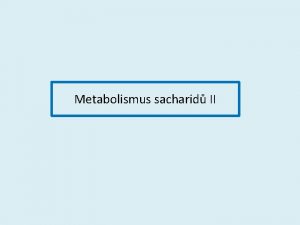 Metabolismus sacharid II Anabolismus sacharid Autotrofn organismy maj