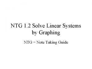 NTG 1 2 Solve Linear Systems by Graphing