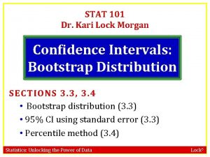 STAT 101 Dr Kari Lock Morgan Confidence Intervals