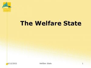 The Welfare State 6122021 Welfare State 1 Before