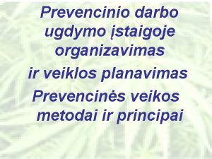 Prevencinio darbo ugdymo staigoje organizavimas ir veiklos planavimas