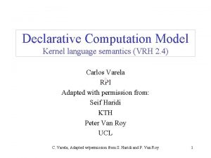 Declarative Computation Model Kernel language semantics VRH 2