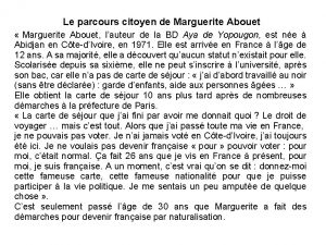 Le parcours citoyen de Marguerite Abouet Marguerite Abouet