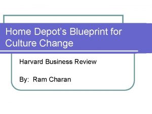 Home Depots Blueprint for Culture Change Harvard Business