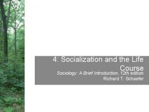 4 Socialization and the Life Course Sociology A