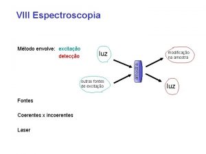 VIII Espectroscopia luz outras fontes de excitao Fontes