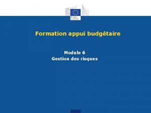 Formation appui budgtaire Module 6 Gestion des risques