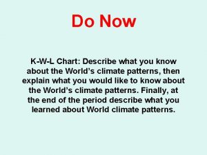 Do Now KWL Chart Describe what you know