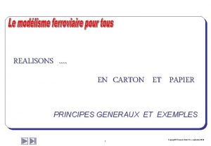 REALISONS EN CARTON ET PAPIER PRINCIPES GENERAUX ET