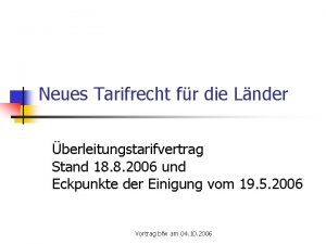 Neues Tarifrecht fr die Lnder berleitungstarifvertrag Stand 18