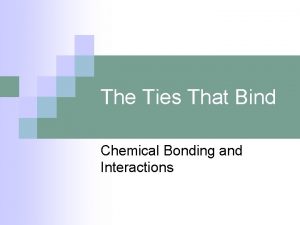 The Ties That Bind Chemical Bonding and Interactions