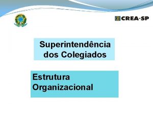 Superintendncia dos Colegiados Estrutura Organizacional Estrutura Organizacional SUPCOL