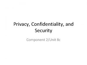 Privacy Confidentiality and Security Component 2Unit 8 c