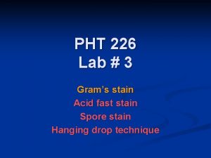 PHT 226 Lab 3 Grams stain Acid fast