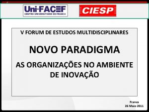 V FORUM DE ESTUDOS MULTIDISCIPLINARES NOVO PARADIGMA AS