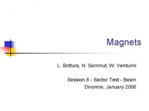 Magnets L Bottura N Sammut W Venturini Session