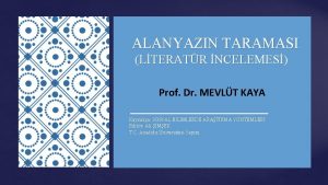 ALANYAZIN TARAMASI LTERATR NCELEMES Prof Dr MEVLT KAYA