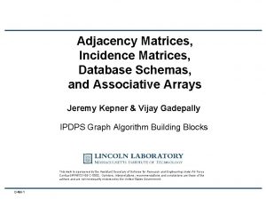 Adjacency Matrices Incidence Matrices Database Schemas and Associative