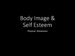 Body Image Self Esteem Physical Dimension Body Image